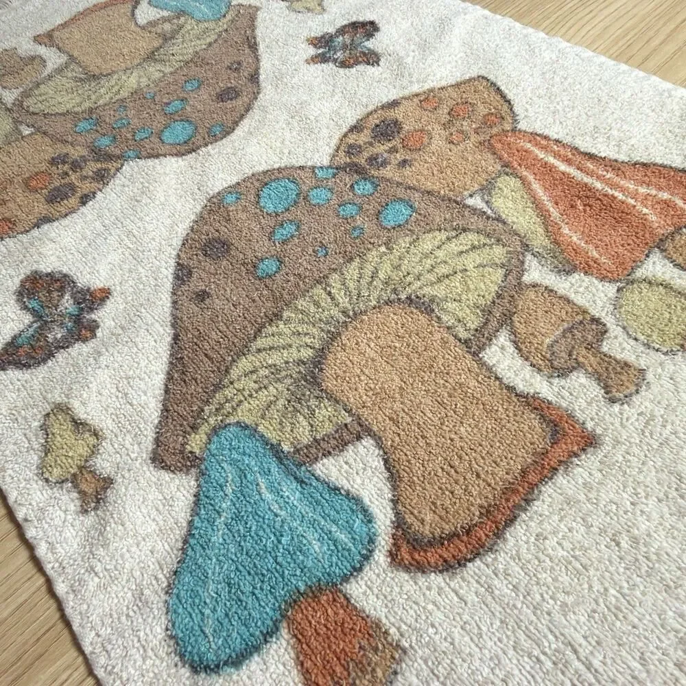 Vintage 1970's Cannon Merry Mushroom & Butterflies Hand Kitchen Towel Lot Of 3